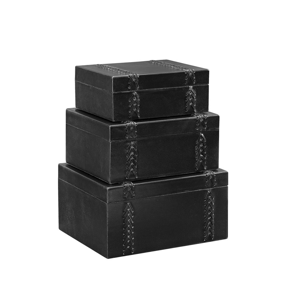 Scatola MENDOZA set da 3 pelle nera
